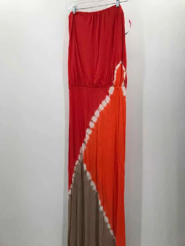 Pre-Owned Young Fabulous & Broke Orange Size Small Maxi Strapless Dress