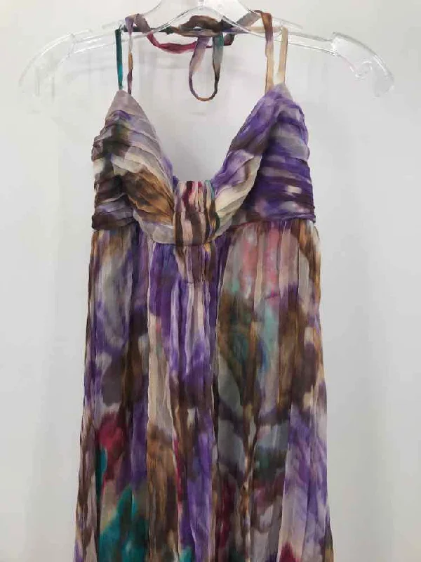 Pre-Owned Marciano Purple Size Large Printed Maxi Strapless Dress