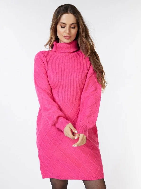Dress Rib and Pattern [Fuchsia-F2307510]