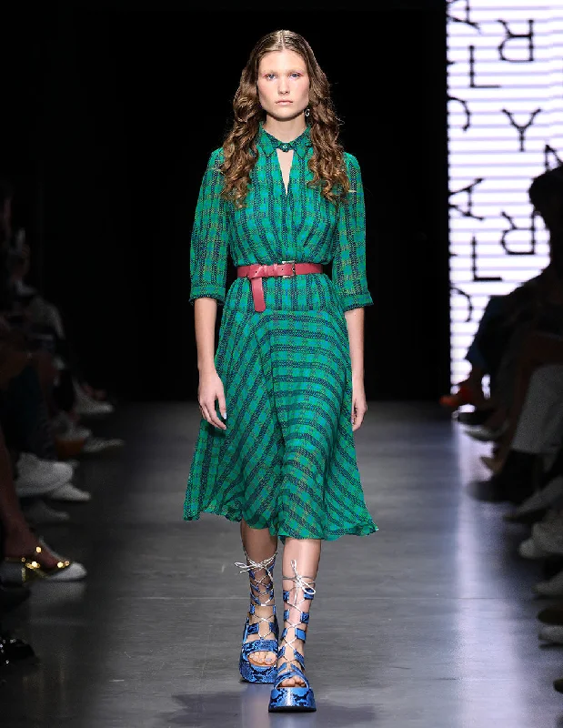 MARYLING Blue/Green Checked Dress