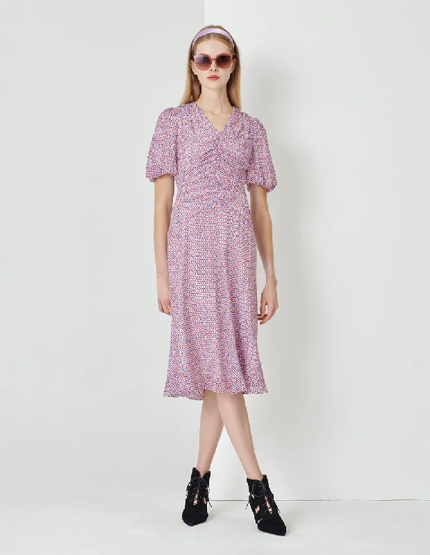 MARYLING Colourful Floral V-Neck Mermaid Print Dress