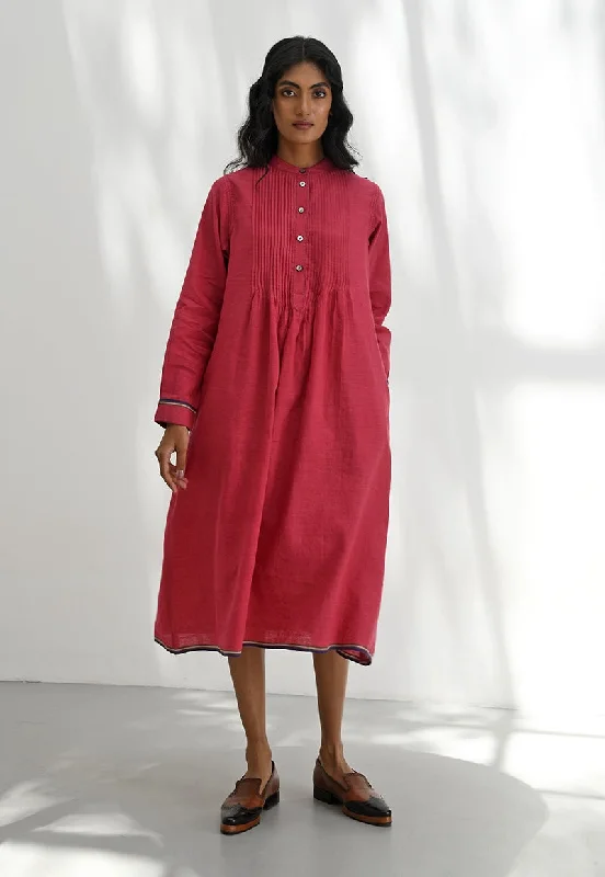 Empoli crimson red pintuck dress