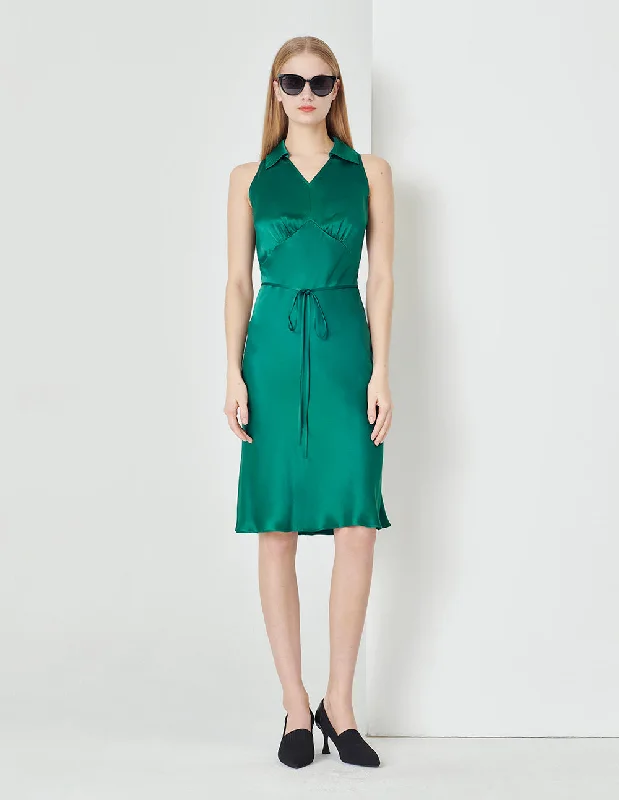MARYLING Emerald V-Neck Sleeveless Mermaid Dress