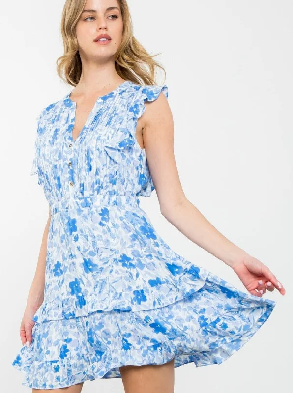 Sleeveless Floral Flutter Dress [BL-WCT2350]