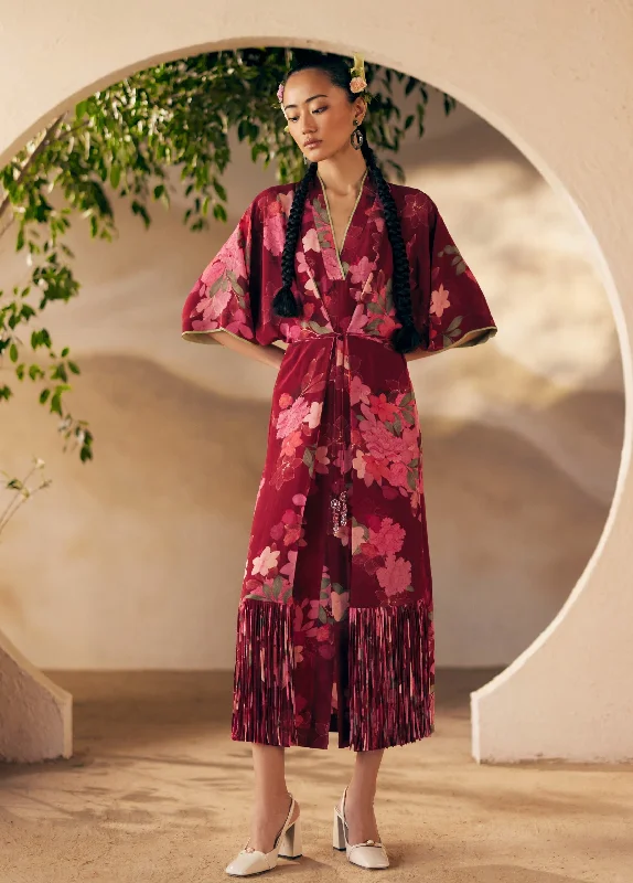 Wine print hemis harmony dress