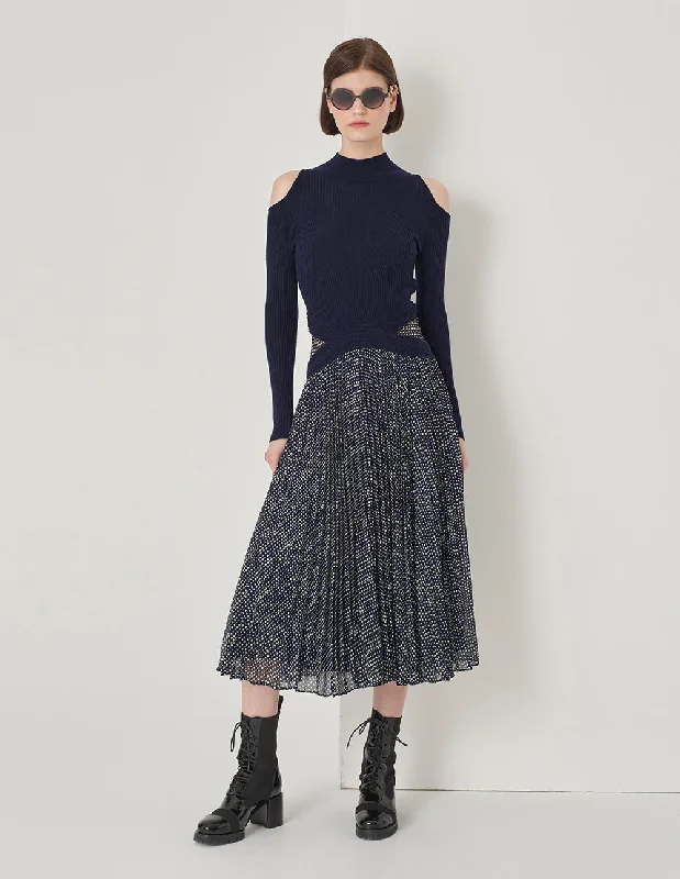 MARYLING Off-The-Shoulder Knit Woven Dress