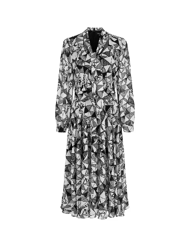MARYLING V-Neck Bow Print Dress