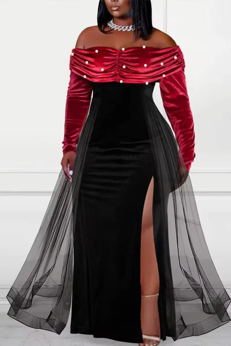 Plus Size Elegant Off Shoulder Women Evening Dresses Sexy Long Sleeves Banquet Gowns Princess Celebrity Ball Vestido De Noche