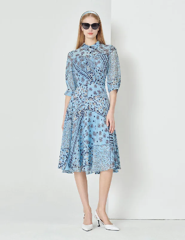 MARYLING Pleated Shirt Print Dress