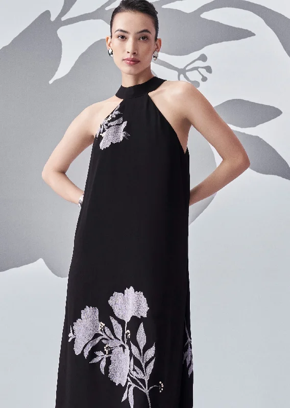 Black memento halter neck dress