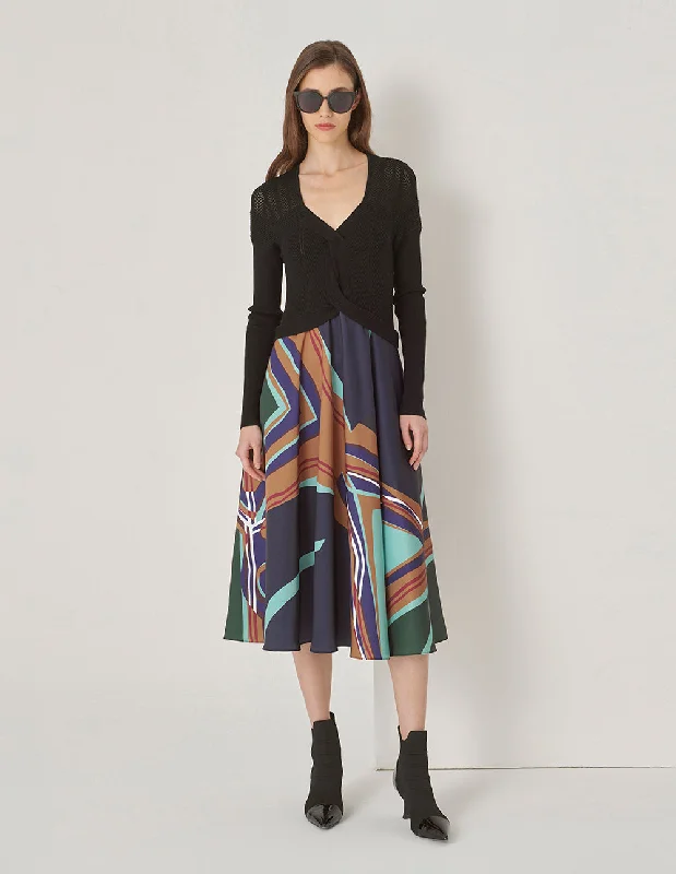 MARYLING Dark Green River V-Neck A-Strap Dress