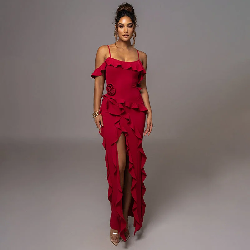 Ruffled Spaghetti Strap Dress