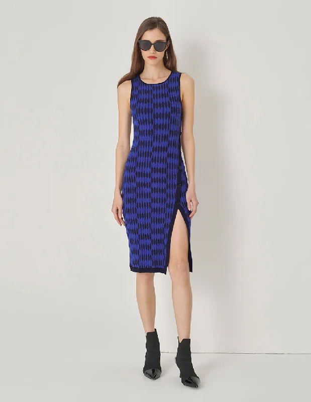 MARYLING Camisole Blue Jacquard Knit Dress