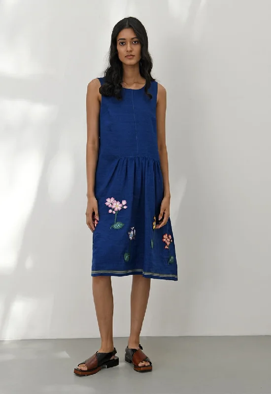 Persian blue gathered dress