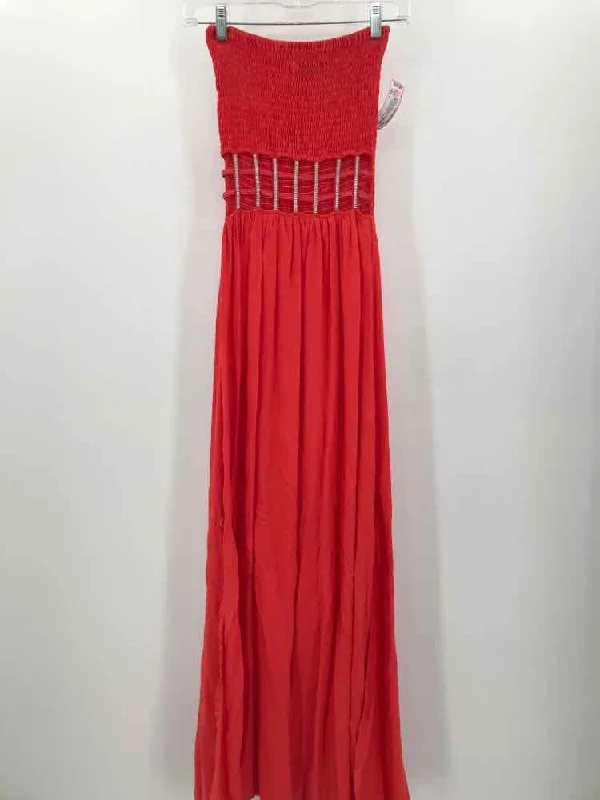 Pre-Owned Skemo Orange Size 2 Maxi Strapless Dress