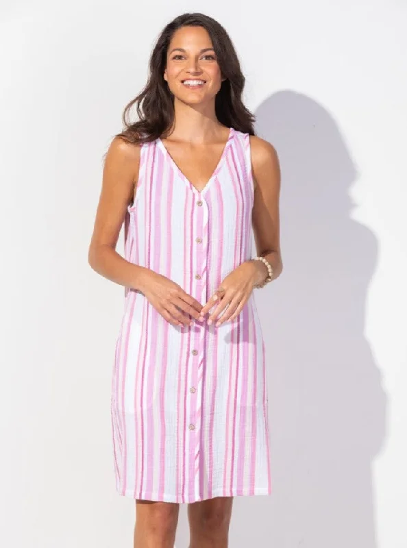Awning Strip Jetty Dress [Guava-85180]
