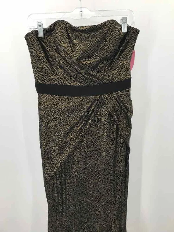 Pre-Owned Badgley Mischka Gold Size 4 Maxi Strapless Dress