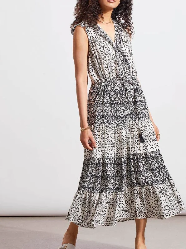 Lined Combo Print Dress [Black-888O]