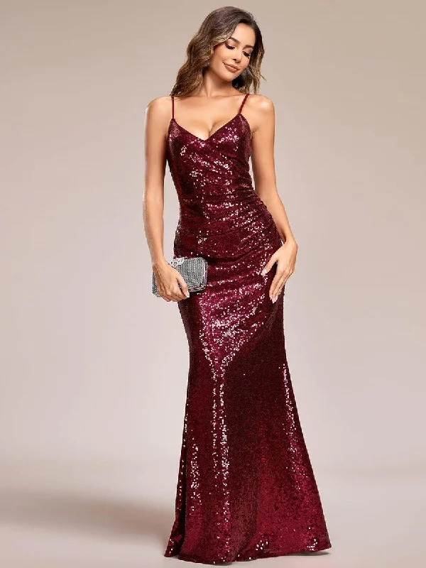 Dawn thin strap sequin ball dress in burgundy s20 Express NZ wide