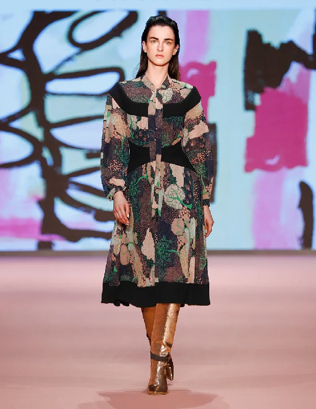 MARYLING Forest Green V-Shaped Waist Dress
