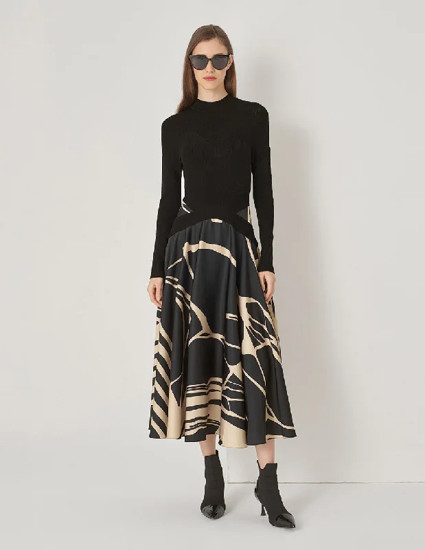 MARYLING Knit Woven Print Dress