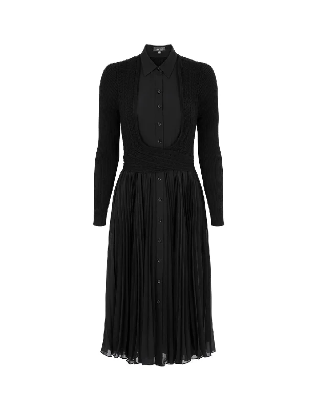 MARYLING Black Shirt Needle Dress