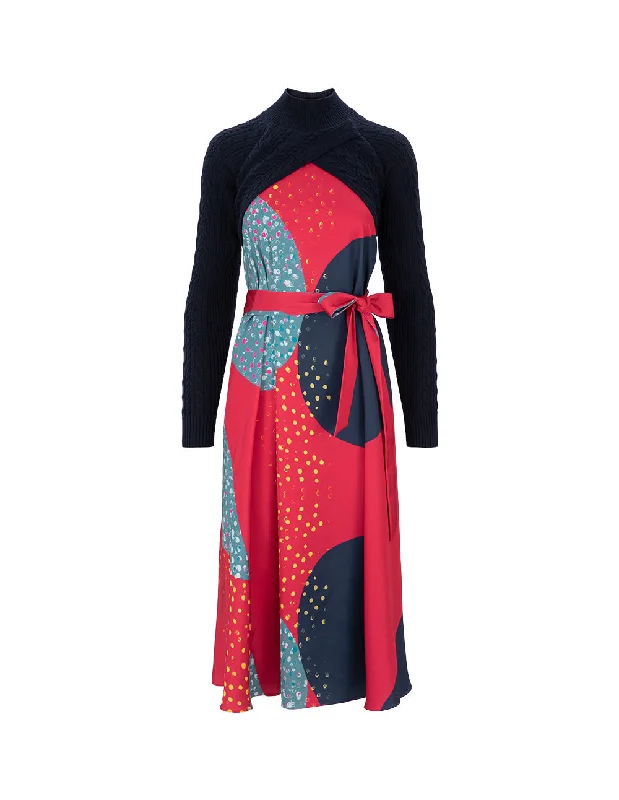 MARYLING Colourful Polka Dot Knitted Printed Dress
