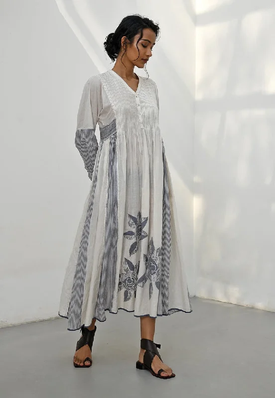 Lesvos ivory applique work tunic dress