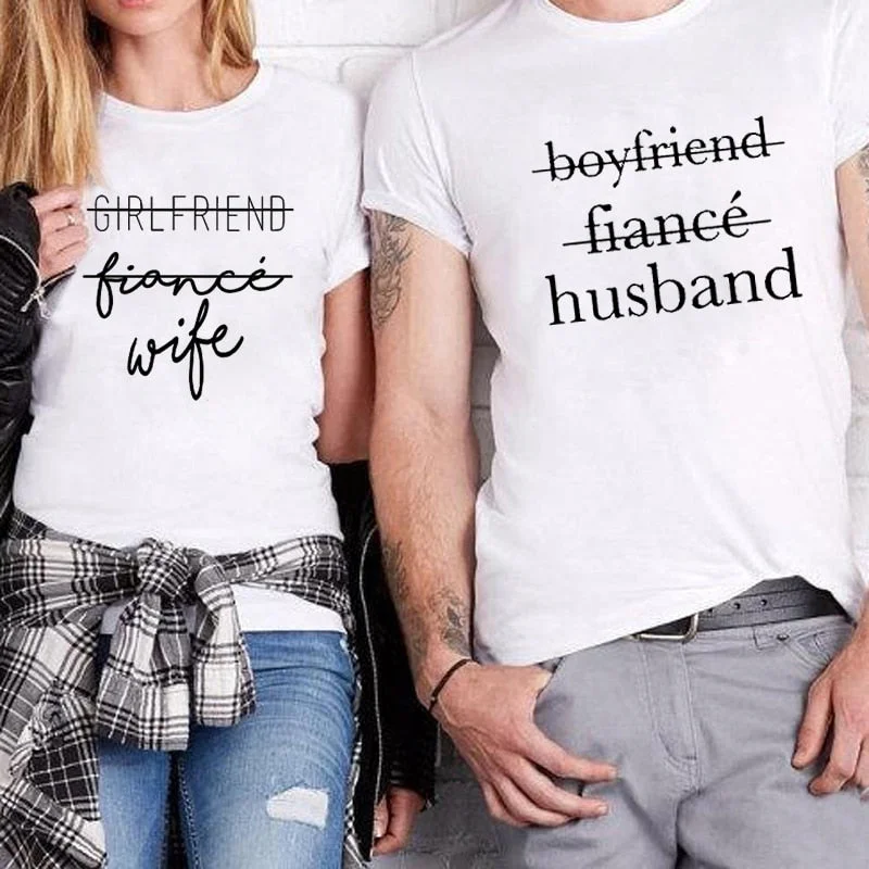 2018 Fashion Couples T Shirts Girlfriend Boyfriend Fiancee Shirt Matching Streetwear Wedding Gift Anniversary Gift Love T Shirts Chic Embellished Short Sleeve 2018 Fashion Couples T Shirts Girlfriend Boyfriend Fiancee Shirt Matching Streetwear Wedding Gift Anniversary Gift Love T Shirts Chic Embellished Short Sleeve