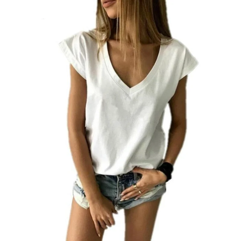 2018 Summer T Shirt Women Short Sleeve V Neck Loose Casual Sexy Women T Shirt Camisetas Feminina Lady Tops Relaxed Fit Short Sleeve Top 2018 Summer T Shirt Women Short Sleeve V Neck Loose Casual Sexy Women T Shirt Camisetas Feminina Lady Tops Relaxed Fit Short Sleeve Top