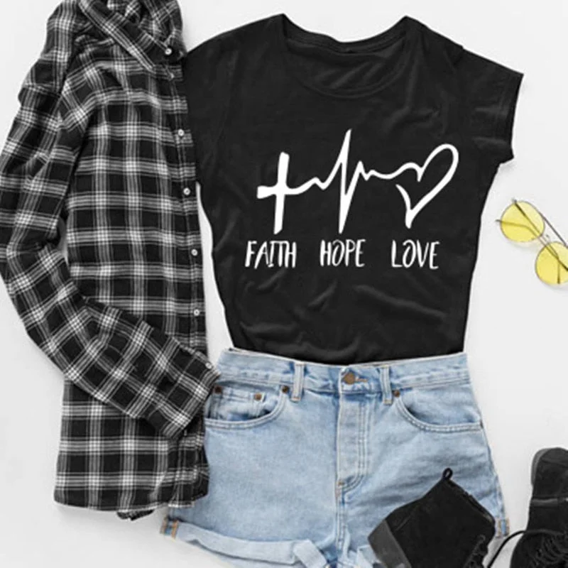 2019 New Fashion shirts Fashion Faith Hope Love Letters Print Tops Tshirt Funny Christianity God Tee Gift Classic Button-Up Short Tee 2019 New Fashion shirts Fashion Faith Hope Love Letters Print Tops Tshirt Funny Christianity God Tee Gift Classic Button-Up Short Tee