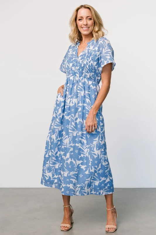 Annise Midi Dress | Blue Floral Comfortable Sleeveless Midi Dress