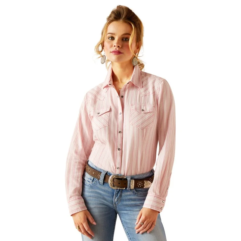 Ariat Women's Angelina Sassy Stripe Long Sleeve Western Snap Shirt 10048699 Casual Button-Up Short Tee Ariat Women's Angelina Sassy Stripe Long Sleeve Western Snap Shirt 10048699 Casual Button-Up Short Tee