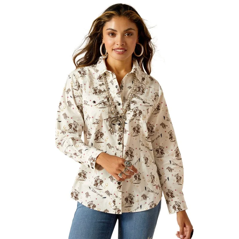 Ariat Women's Thrills N Spills Thrilling Print Long Sleeve Shirt 10051277 Relaxed Button-Down Short Shirt Ariat Women's Thrills N Spills Thrilling Print Long Sleeve Shirt 10051277 Relaxed Button-Down Short Shirt