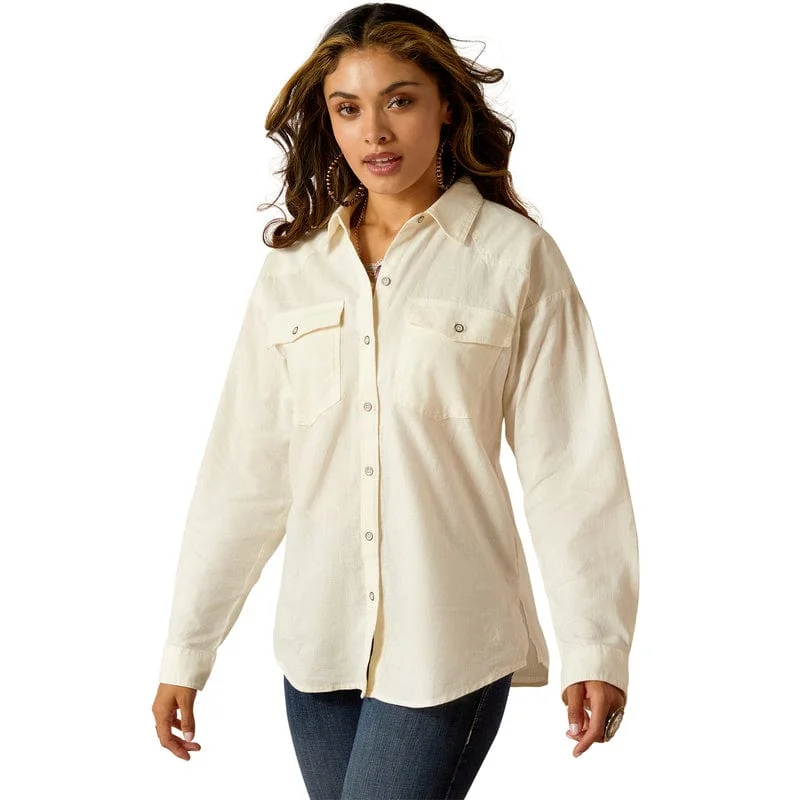 Ariat Women's Wilkes Cloud Dancer Long Sleeve Blouse Shirt 10051288 Fashionable Button-Front Short Sleeve Ariat Women's Wilkes Cloud Dancer Long Sleeve Blouse Shirt 10051288 Fashionable Button-Front Short Sleeve
