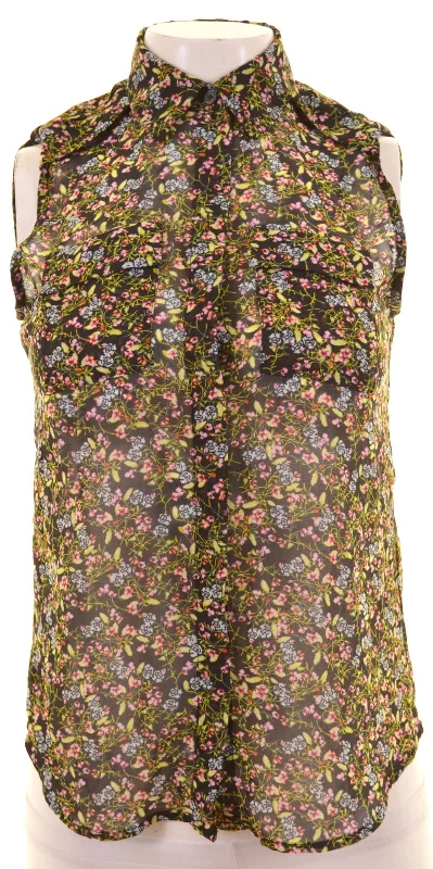 BANANA REPUBLIC Womens Shirt Sleeveless Size 2 2XS Multicoloured Floral Polyester Loose Fit Elegant Lace-Trimmed Short Shirt BANANA REPUBLIC Womens Shirt Sleeveless Size 2 2XS Multicoloured Floral Polyester Loose Fit Elegant Lace-Trimmed Short Shirt