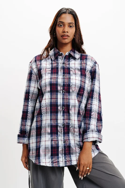 Bliss Checkered Shirt Elegant High-Low Short Shirt