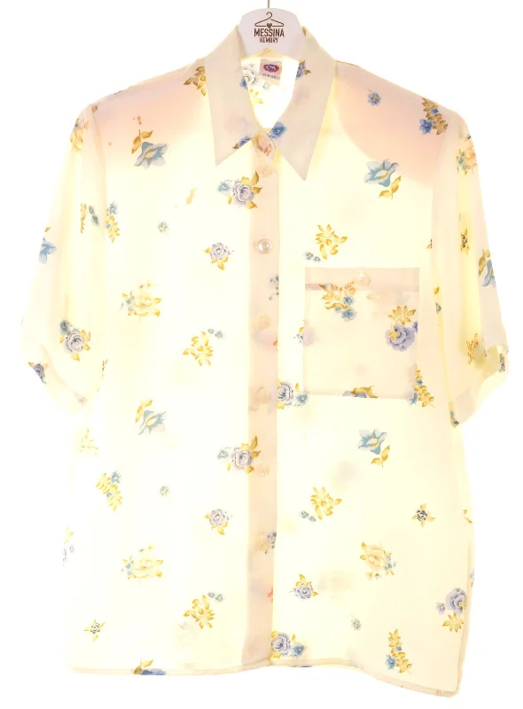 C&A Womens Shirt Short Sleeve EU 38 Small Off White Polyester Vintage Modern Short Sleeve Top C&A Womens Shirt Short Sleeve EU 38 Small Off White Polyester Vintage Modern Short Sleeve Top