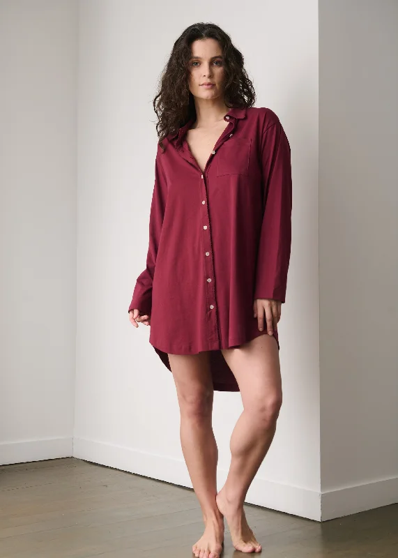 Camellia Sleepshirt Elegant Off-Shoulder Short Shirt