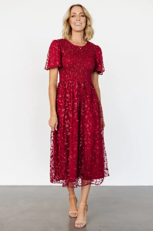 Cara Embroidered Midi Dress | Ruby Cozy Tie-Dye Midi Dress