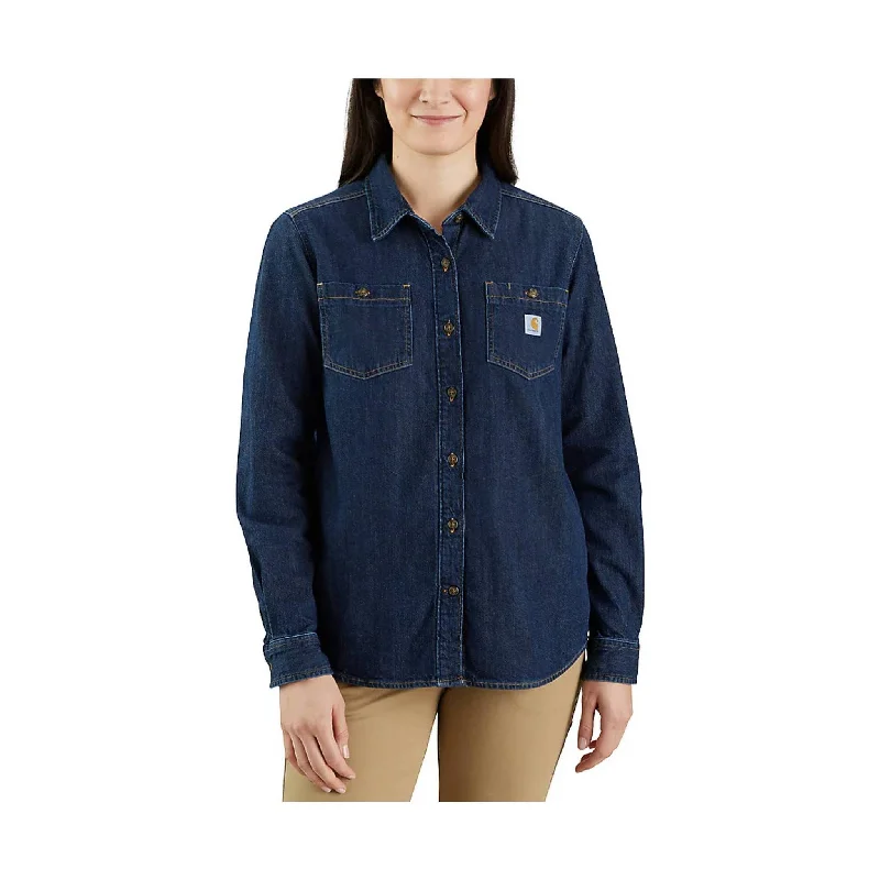 Carhartt Women's Relaxed Fit Midweight Denim Long Sleeve Over Shirt - Voyageur Classic Short Sleeve Tunic