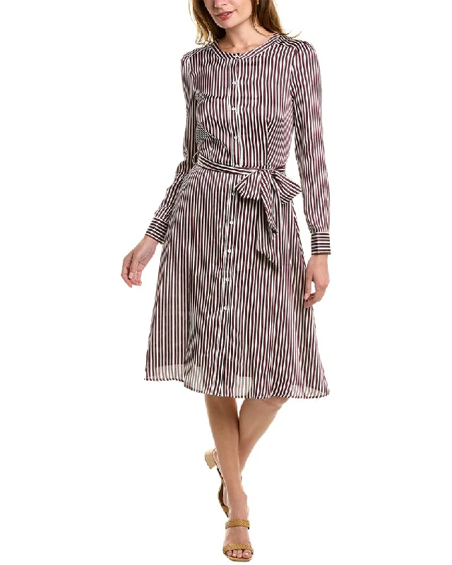 Court & Rowe Crosby Fine Stripe Button-Up Mini Dress Casual High-Waist Mini Dress