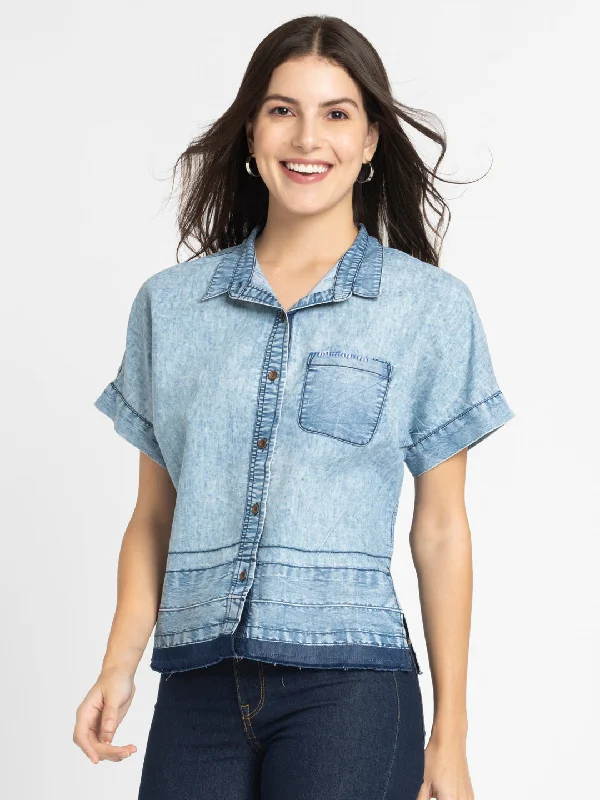 Dakota Denim Shirt Casual Loose Short Sleeve