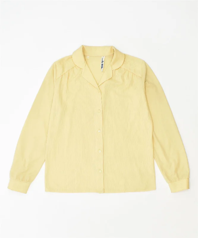 ELLE ERRE Womens Shirt Blouse EU 44 Large Yellow Polyester Vintage Cozy Striped Short Sleeve ELLE ERRE Womens Shirt Blouse EU 44 Large Yellow Polyester Vintage Cozy Striped Short Sleeve