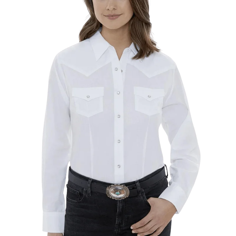 Ely Cattleman Women's White Long Sleeve Western Snap Shirt 15321905-01 WHT Classic Casual Short Sleeve Ely Cattleman Women's White Long Sleeve Western Snap Shirt 15321905-01 WHT Classic Casual Short Sleeve