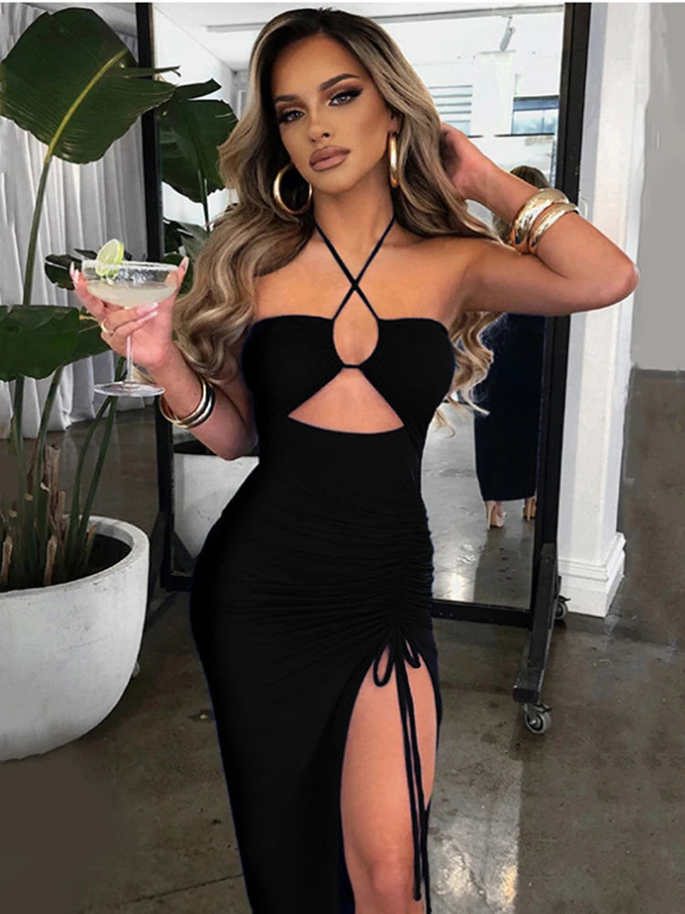 Fashion Women Clothes Sexy Summer spicy high hanging elegant chest Midi Dresses Fashionable Off-Shoulder Dress Midi