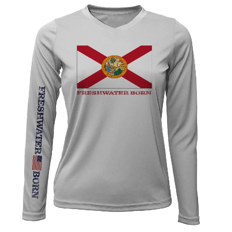 Florida Flag Freshwater Born Women's Long Sleeve UPF 50+ Dry-Fit Shirt Comfortable Flowing Short Sleeve Florida Flag Freshwater Born Women's Long Sleeve UPF 50+ Dry-Fit Shirt Comfortable Flowing Short Sleeve
