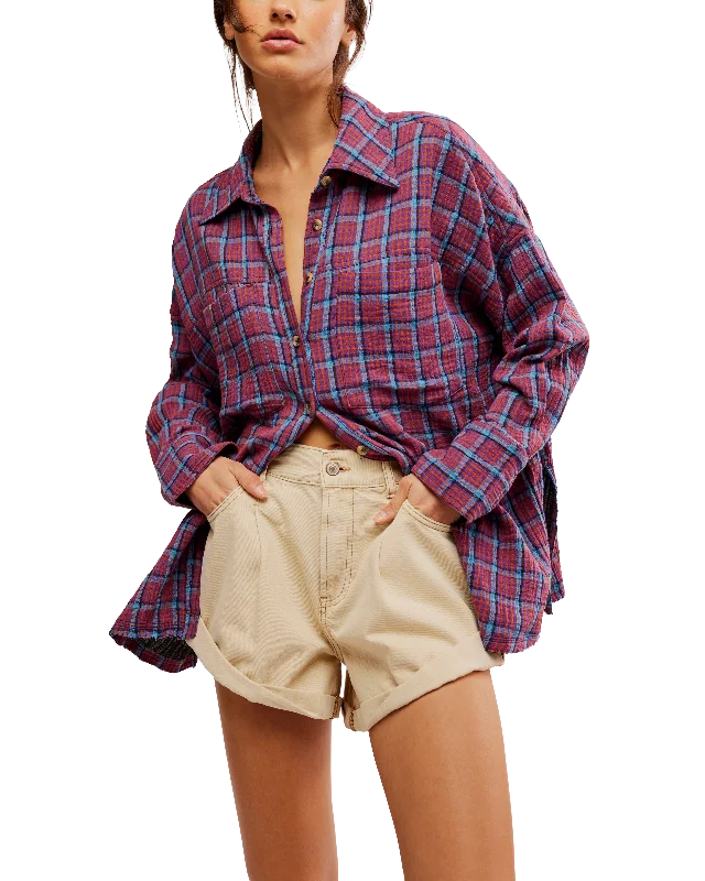 Cardiff Plaid Shirt in Purple Combo Comfortable Summer Short Shirt