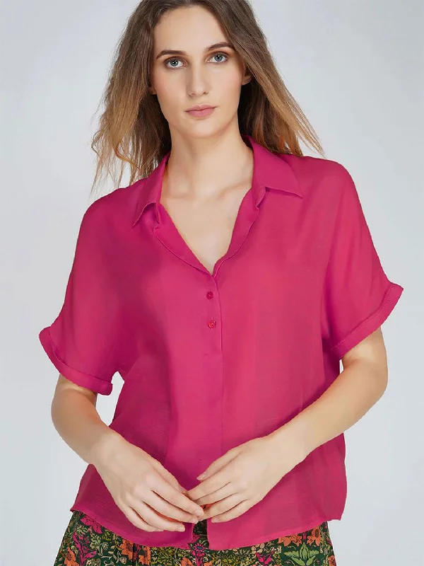 Fuchsia Shirt Top Comfortable Fit Short Shirt