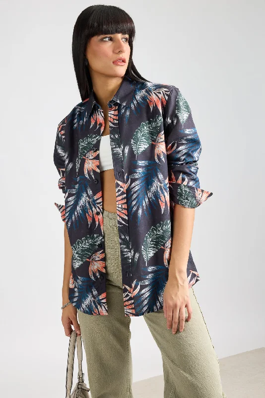 Full Sleeves Jungle Jive Printed Women's Shirt Stylish Casual Short Tee